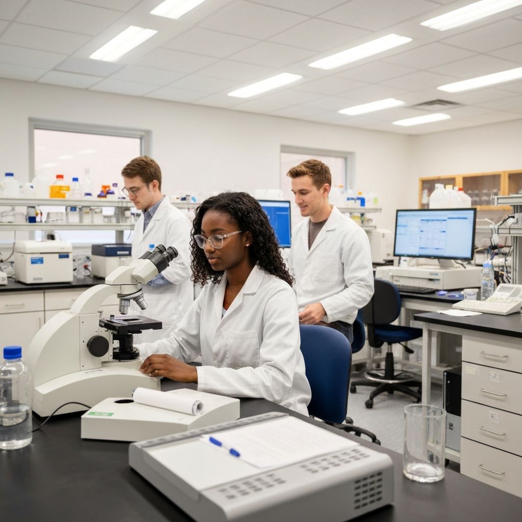 Students working in laboratory internship setting